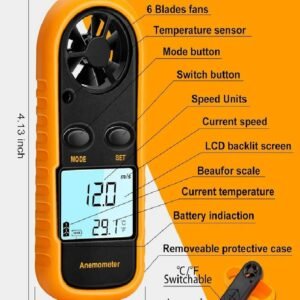 Anemómetro digital portátil naranja con pantalla LCD en venta en 8trust.cl