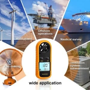 Anemómetro digital portátil naranja con pantalla LCD en venta en 8trust.cl